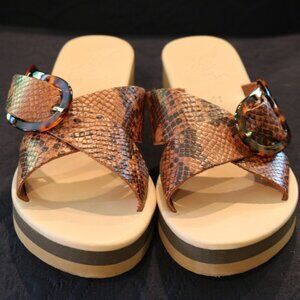 Ancient Greek Sandals. Brown Thai Python Rainbow, Size 11